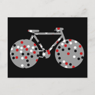 fiets- en polka-punten zwart briefkaart