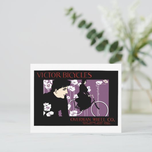  fiets en Victor Bicycles Victoriaans Briefkaart (Staand voorkant)