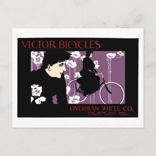  fiets en Victor Bicycles Victoriaans Briefkaart (Voorkant)