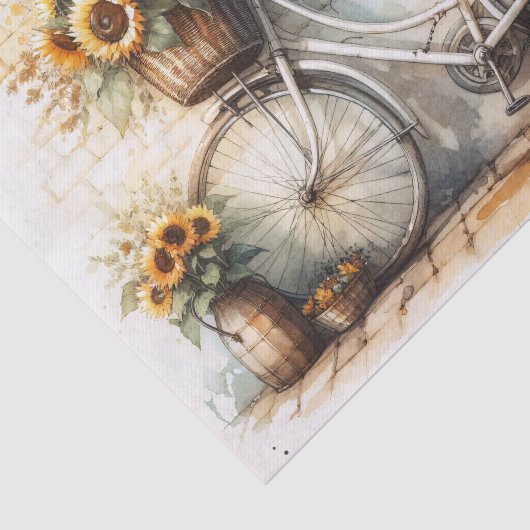  Fiets en Waterverf Zonnebloem Decoupage Tissuepapier (Detail)