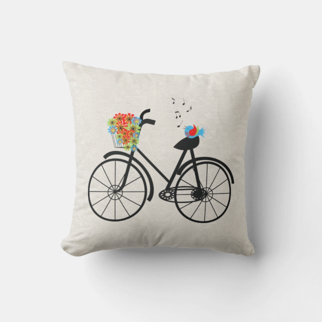  fiets en zingende vogel kussen (Voorkant)