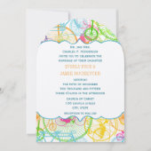 Fiets Felgekleurde Gestileerde Vintage Trouwfeest Kaart (Voorkant)