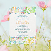 Fiets Felgekleurde Gestileerde Vintage Trouwfeest Kaart