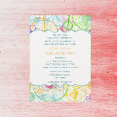 Fiets Felgekleurde Gestileerde Vintage Trouwfeest Kaart