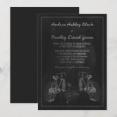 Fiets fiets schoolbord harten bruiloft uitnodiging (Voorkant / Achterkant)