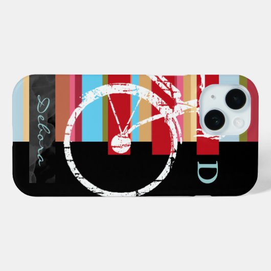 Fiets/fietsen & strepen gepersonaliseerd Case-Mate iPhone case (Achterkant (horizontaal))