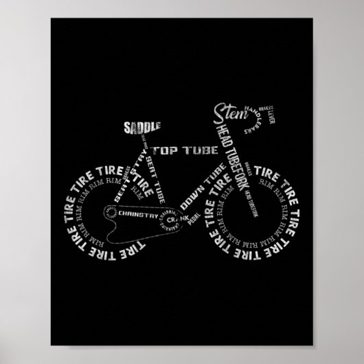Fiets fietsonderdelen fietsen fietsrijder fietser poster (Voorkant)