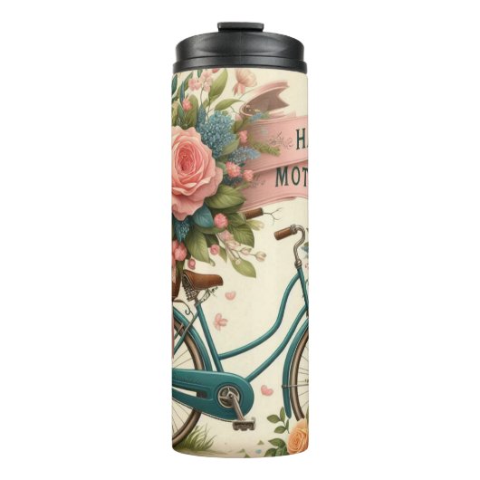  fiets: Floral Moederdag Thermosbeker (Voorkant)