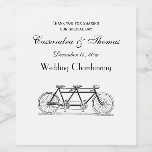  fiets gemaakt voor twee of tandem bike wijn etiket (Enkel label)