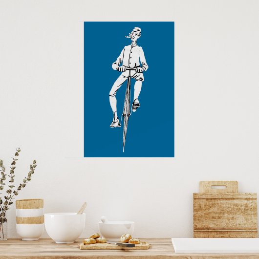  fiets Guy die roken Cigar Graphic Funny Poster (Keuken)