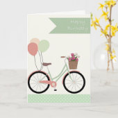  fiets Happy Birthday wil Kaart (Gele Bloem)