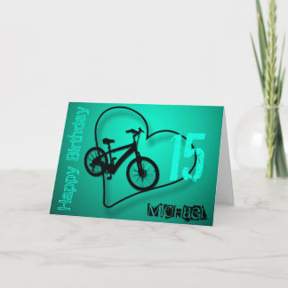Fiets Hart 15e verjaardag gepersonaliseerde Groet  Kaart