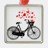  fiets, hart in mandje metalen ornament (Voorkant)