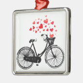  fiets, hart in mandje metalen ornament (Links)
