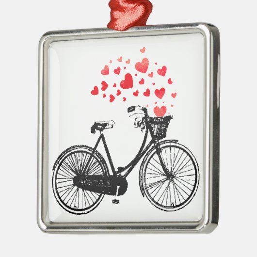  fiets, hart in mandje metalen ornament (Links)