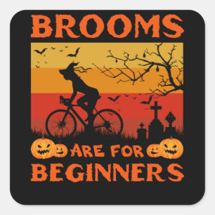 fiets - heksenbezems zijn voor beginners vierkante sticker