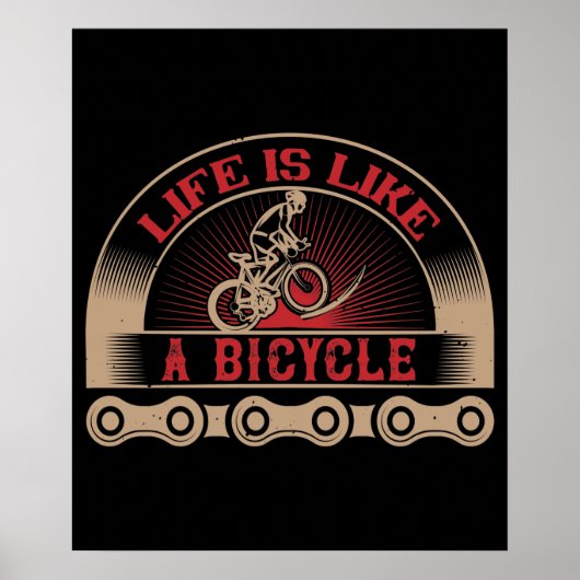 Fiets - Het leven is als een fiets Poster (Voorkant)