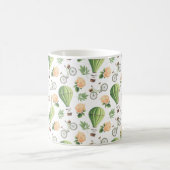 Fiets, Hete Luchtballon & Roos Pattern Custom Koffiemok (Center)