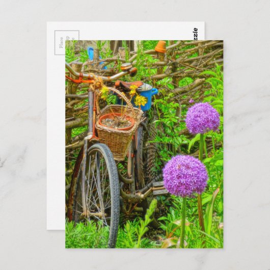  fiets in de tuin briefkaart (Voorkant / Achterkant)