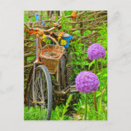  fiets in de tuin briefkaart