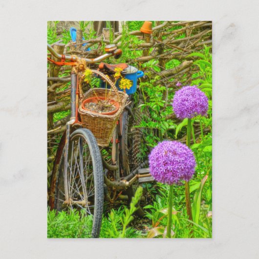  fiets in de tuin briefkaart (Voorkant)