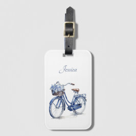 Fiets in Delfts Blauw aanpasbaar Bagagelabel