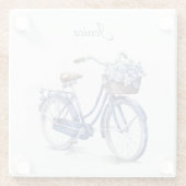 Fiets in Delfts Blauw aanpasbaar Glazen Onderzetter (Achterkant)