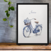 Fiets in Delfts Blauw aanpasbaar Poster