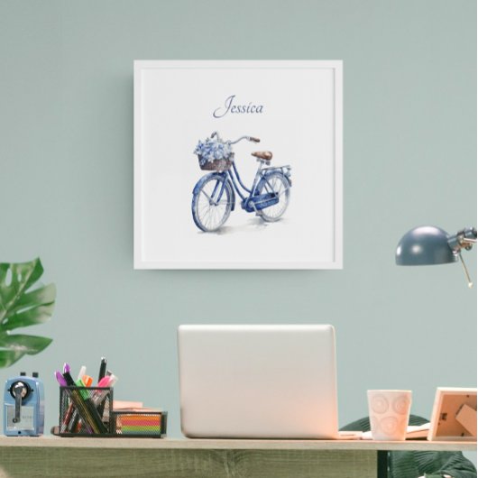 Fiets in Delfts Blauw aanpasbaar Poster