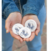 Fiets in Delfts Blauw aanpasbaar Ronde Button 5,7 Cm