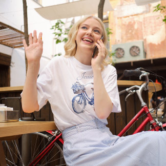 Fiets in Delfts Blauw aanpasbaar T-shirt