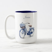 Fiets in Delfts Blauw aanpasbaar Tweekleurige Koffiemok (Links)