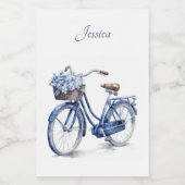 Fiets in Delfts Blauw aanpasbaar Voedselcontainer Etiket (Enkel label)