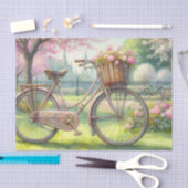 fiets in een bloeiende park waterverf tissuepapier (Craft)