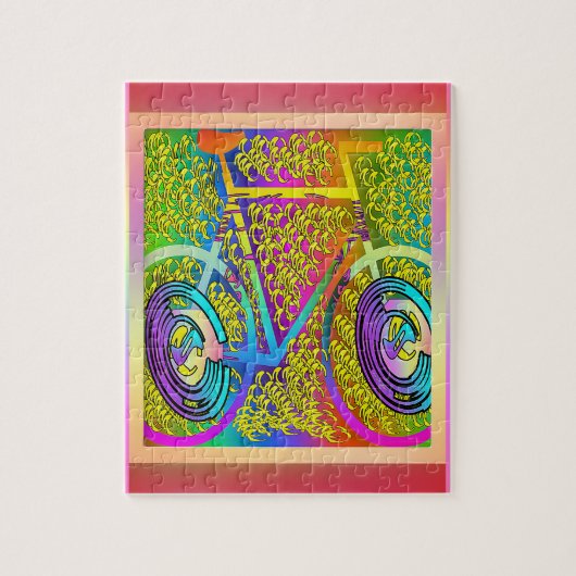 Fiets in levende kleur puzzel (Verticaal)