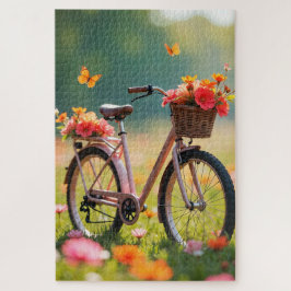 Fiets in veldbloemen legpuzzel