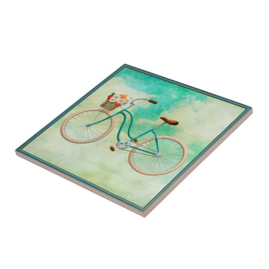 Fiets keramische Tegel Tegeltje (Zijkant)