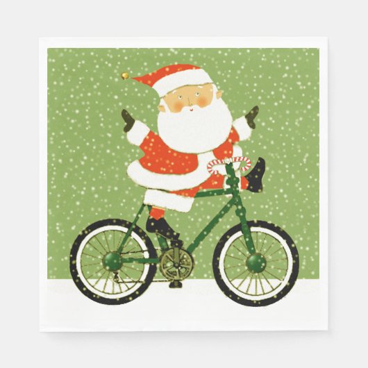 Fiets Kerst Fietspartij Vakantiefeest Servet (Voorkant)