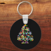 Fiets Kerstboom Grappige Kerstman Fietser Cadeau Sleutelhanger (Voorkant)