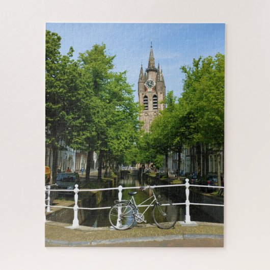 fiets langs Canal in Delft, Nederland Legpuzzel (Verticaal)