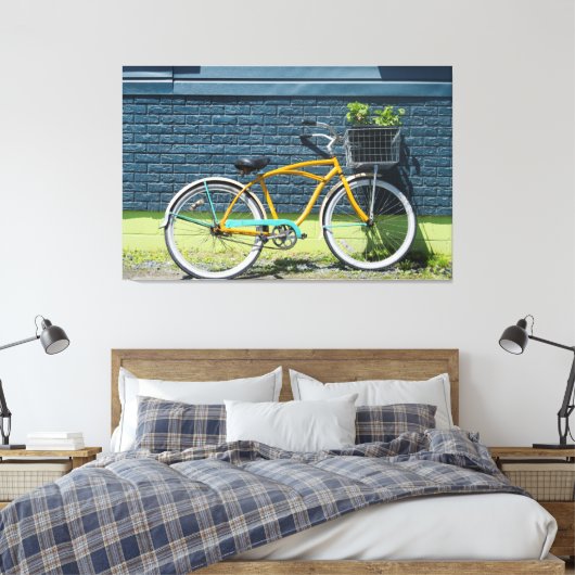 Fiets leunen op muur canvas afdruk (Insitu (Slaapkamer))