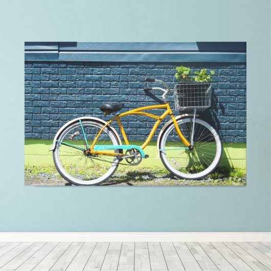 Fiets leunen op muur canvas afdruk (Insitu (Houten vloer))