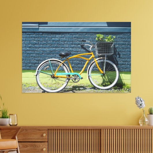 Fiets leunen op muur canvas afdruk (Insitu (Woonkamer))