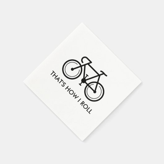 Fiets logo papieren servetten met grappige quote (Hoek)