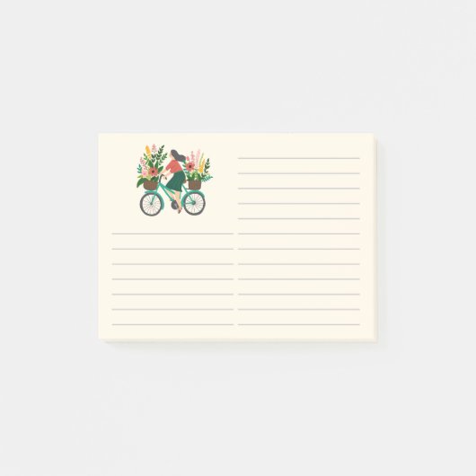 Fiets Meisje Bloemen Kruidenierswinkel Lijst Post-it® Notes (Voorkant)
