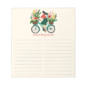 Fiets Meisje Boer Markt Kruidenierswinkel CUSTOM Notitieblok (Voorkant)