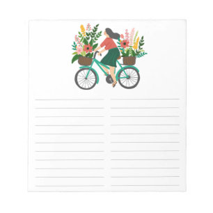 Fiets Meisje Boeren Markt Kruidenierswinkel Lijst Notitieblok