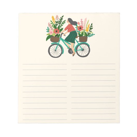 Fiets Meisje Boeren Markt Kruidenierswinkel Lijst Notitieblok (Voorkant)