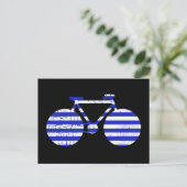 fiets met blauwe en witte streep briefkaart (Staand voorkant)