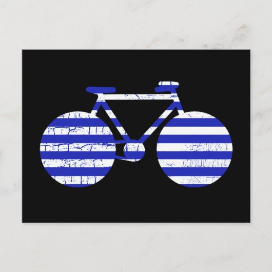fiets met blauwe en witte streep briefkaart (Voorkant)
